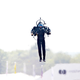 A man, who is not French supervillain Franky Zapata, enjoys a jetpack flight.